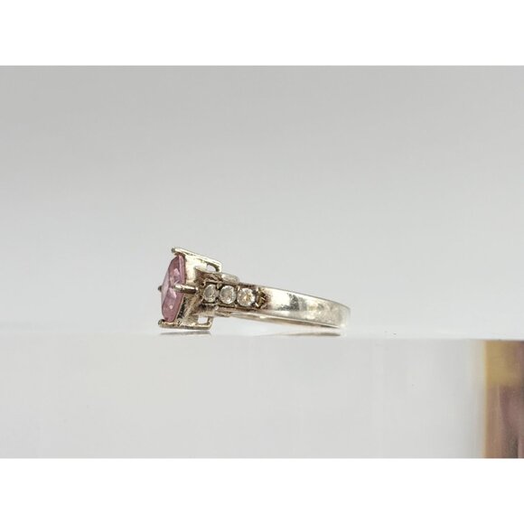 Pink Topaz Multi CZ Gemstone Ornate Shank 925 Sterling SilverVintage Ring - sz 6 - Picture 4 of 12